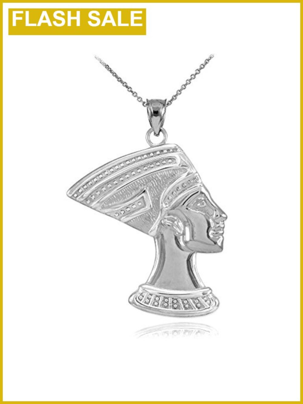 925 Sterling Silver Queen Nefertiti Charm Pendant Necklace